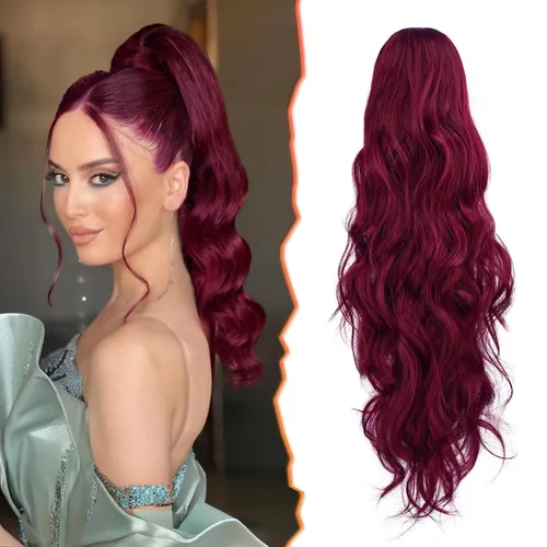 Vista 20 de BARSDAR Extensiones de cola de caballo con clip de garra, extensiones de cabello corto ondulado negro de 14 pulgadas para mujer, extensiones