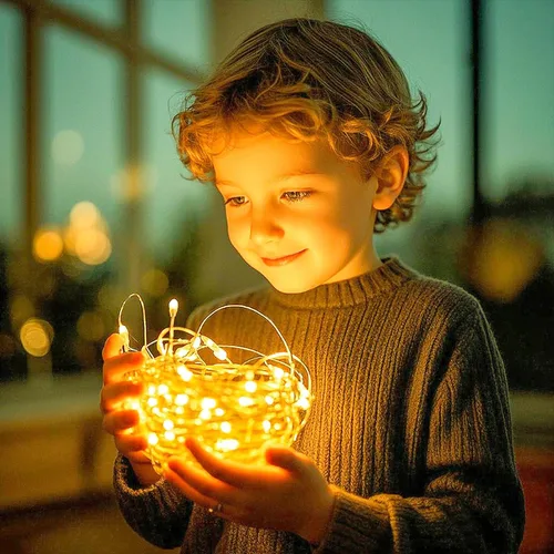 Vista 3 de Ehome Luces de Hadas, Luces de Hadas con Enchufe USB de 33 pies 100 LED Impermeables Luces de Cadena Cable de Cobre Luz de Cadena Decorativa