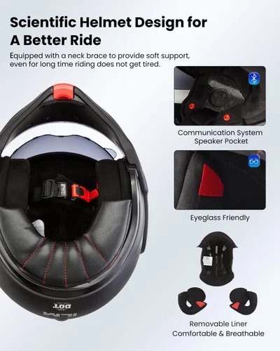 Vista 4 de ILM Casco modular de motocicleta vintage de cara completa para adultos y hombres, ATV UTV con protector de barbilla reversible de 180° DOT