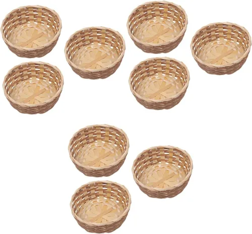 Vista 11 de EXCEART - 3 cestas de frutas de bambú hechas a mano de 6.69 pulgadas, cesta tejida para servir alimentos para postres, aperitivos, contenedor