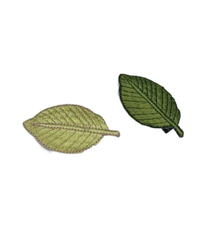 Vista 8 de Horquilla para el cabello con bordado en forma de hoja para niñas, pasadores para el cabello BW06 (2 unidades, verde)