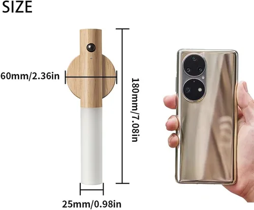 Vista 10 de LANDGOO Luces nocturnas con sensor de movimiento de madera, imán y sensor de cuerpo, luces nocturnas para pasillo, luz LED recargable, escalera