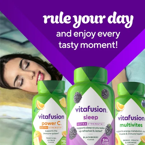 Vista 10 de Vitafusion Vitaminas gomosas de melatonina extra fuertes, 5 mg, 120 unidades de gomitas