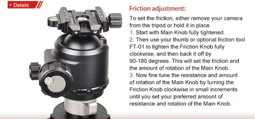 Vista 7 de SUNWAYFOTO Trípode Ball Head XB 52 Perfil bajo Inclinación Negro