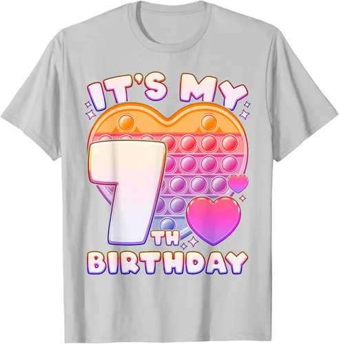 Vista 42 de Pop-it Birthday Girl 7 años de edad, Push it Pop Fidget Bubble Camiseta, Negro
