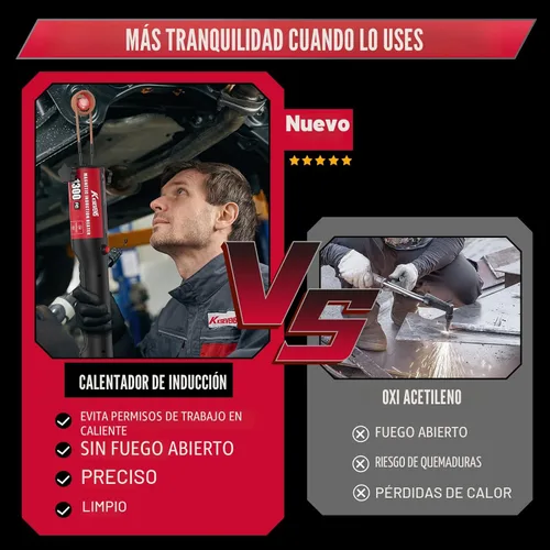 Vista 6 de Calentador de inducción de 1300 W 110 V, extracción de pernos, herramienta de calentador de inducción magnética de mano con 5 bobinas