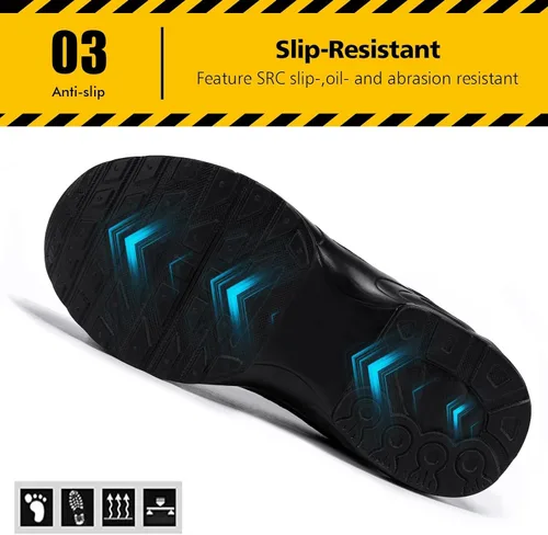 Vista 4 de Tinefiy Steel Toe Shoes for Women Lightweight Safety Shoes Air Cushion Comfortable Slip Resistant Indestructible Womens Puncture Proof Work Sneakers