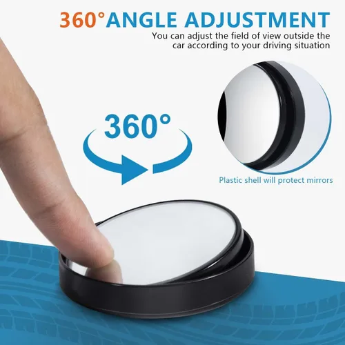 Vista 3 de OBTANIM Paquete de 2 espejos de punto ciego de 2 pulgadas de ángulo ajustable HD de vidrio redondo de visión trasera para automóvil, accesorios