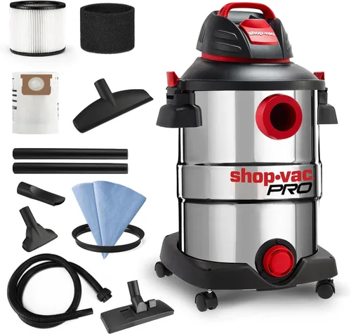 Vista 9 de Shop-Vac Aspiradora húmeda/seca de 5 galones y 4.5 HP de pico, tanque de acero inoxidable, aspiradora de taller portátil con filtro, manguera