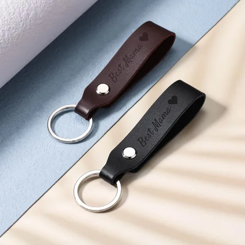 Vista 4 de OTXIXTO Llavero de cuero personalizado, regalos para papá, mamá, marido, esposa, nombre, fecha, grabado, accesorios para hombres y mujeres