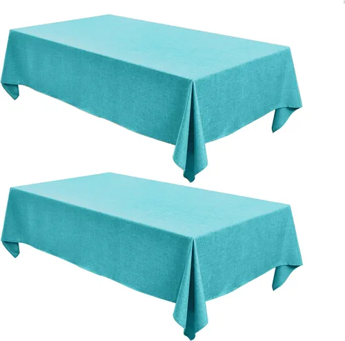 Vista 10 de Fitable - Manteles de lino sintético para mesas rectangulares: Mantel de granja resistente al agua y a las manchas, manteles de arpillera