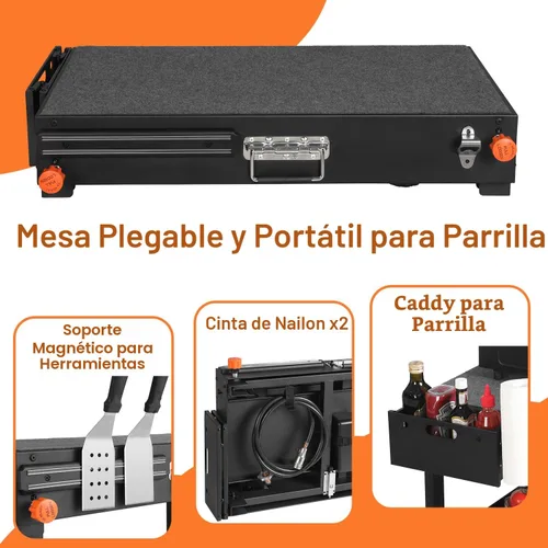 Vista 3 de EUTRKei Carro de mesa y cubierta de plancha para parrilla al aire libre
