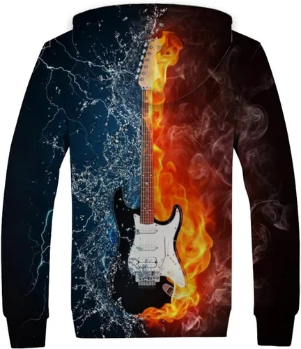 Vista 2 de D-WOLVES Chaqueta de invierno de los hombres Sudadera con capucha con cremallera completa abrigos gruesos calientes