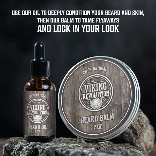 Vista 3 de Viking Revolution Acondicionador definitivo para el aseo de la barba de los hombres, suaviza, suaviza y alivia la picazón de la barba, contiene