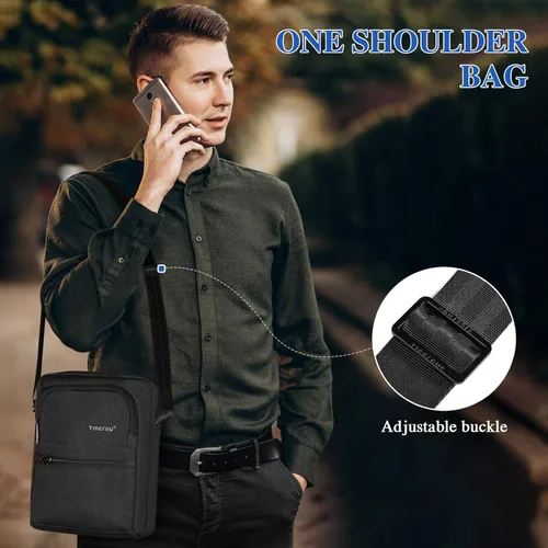 Vista 7 de BAIGIO Bolso de mensajero de los hombres pequeño Crossbody Bolso de viaje Bolso de hombre Casual Sling Pack Ipad Bolsa para el trabajo de negocios