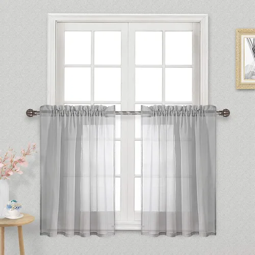 Vista 32 de DWCN Cortinas Transparentes Aqua de Voile Semitransparente con Bolsillo para Barra para Dormitorio y Sala de Estar, 36 x 36 pulgadas de Largo, Juego