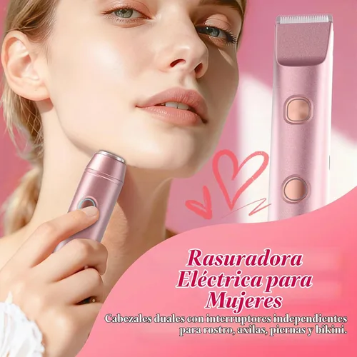 Vista 3 de Recortadora de bikini para mujer – Maquinilla de afeitar eléctrica de doble cabeza, IP67 impermeable USB-C recargable para línea de bikini, axilas