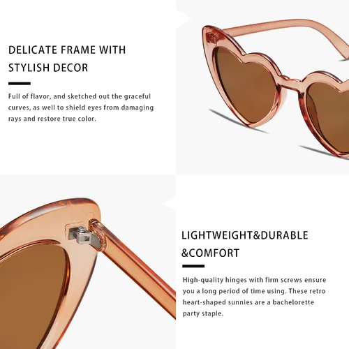 Vista 4 de VANLINKER Gafas de sol con forma de corazón para mujer, estilo retro, para fiesta, VL9604