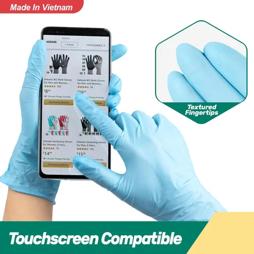 Vista 2 de Kebada Guantes de nitrilo desechables D1, guantes desechables de nitrilo para limpieza, preparación de alimentos, grado industrial, no estériles