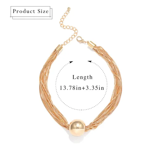 Vista 4 de Sixexey Gargantilla de oro grueso con borlas, collares de esfera, collar de esfera geométrica, joyería para mujer