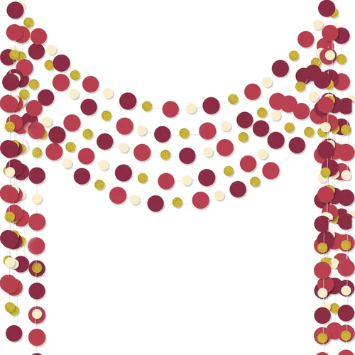 Vista 30 de Outus Guirnalda de puntos redondos negros y rojos, 5 piezas, decoración para colgar en fiestas de graduación, cada longitud de 13.1 pies