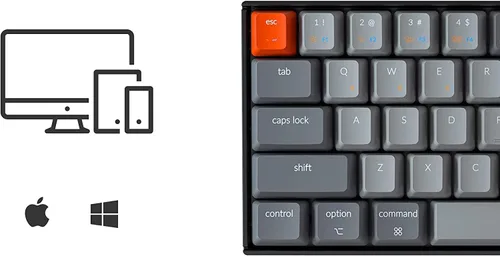 Vista 3 de Keychron K6 Gaming Mechanicak Teclado inalámbricocon cable diseño del 65 de 68 teclas teclado Bluetooth compacto con retroiluminación blanca N-Key