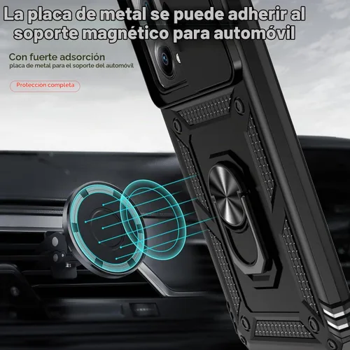 Vista 6 de Funda para Redmi Note 12 Pro, Poco X5 Pro 22101320G con protector de pantalla de vidrio templado y cubierta de cámara deslizante, anillo magnético