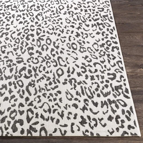 Vista 3 de Livabliss Esperanza - Alfombra de leopardo para exteriores, 2 x 2 pies 11 pulgadas, negro/blanco