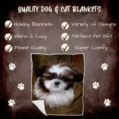 Vista 2 de Rustic Shih Tzu Dog Blanket - Lightweight Super Soft Cozy and Durable Bed Blanket - Animal Theme Fuzzy Blanket for Sofa Bed Couch Luxury Soft