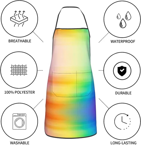 Vista 8 de Mixed color pattern Chef Apron for Men and Women - Waterproof Kitchen Chef Apron with Pockets, Perfect for Cooking, Salon & More