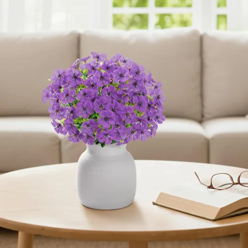 Vista 24 de Lifewit Flores artificiales para exteriores, 12 paquetes de flores falsas de plástico para decoración del jardín del hogar, plantas sintéticas