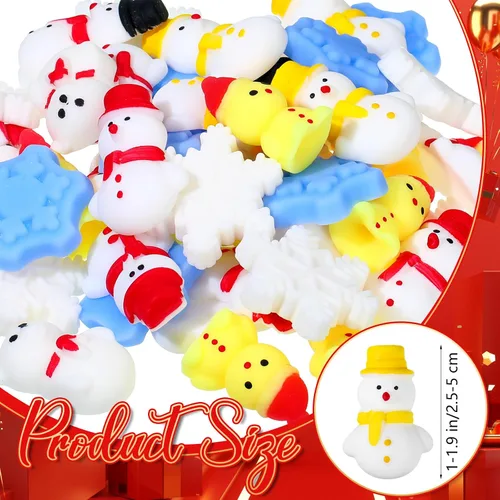 Vista 2 de Syhood 70 piezas de juguetes de invierno para el estrés, muñeco de nieve, regalos de fiesta de Navidad, alivio del estrés, mini juguetes