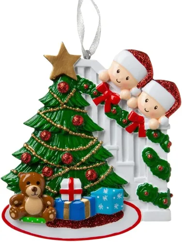 Vista 2 de Adorno de Navidad Familiar 2025 – Adorno Personalizado para Familias – Adorno Familiar Personalizado que Se Asoma – Decoración de Árbol Navideño