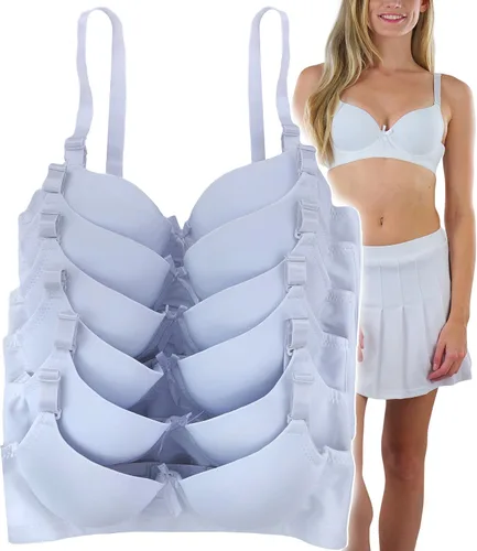 Vista 26 de ToBeInStyle Paquete de 6 sujetadores acolchados de estilo clásico con aros para mujer