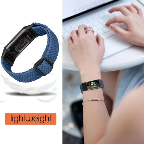 Vista 3 de Bandas elásticas trenzadas para Fitbit Charge 5/Fitbit Charge 6 para mujeres y hombres, correas elásticas de nailon para Fitbit Charge 5/Charge 6