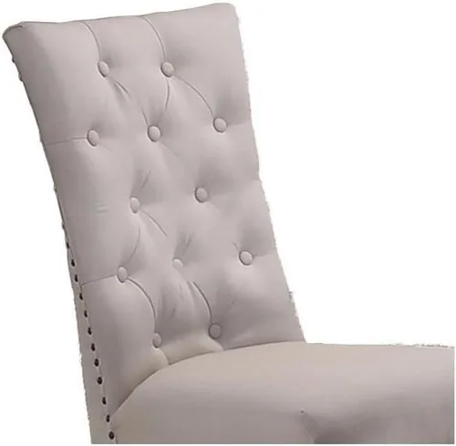 Vista 7 de Best Quality Furniture Juego de comedor de madera gris 7pc con asientos de tela de lino gris claro
