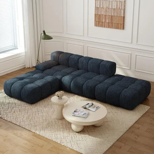 Vista 20 de Settab Sofá modular de nube modular de 118.5 pulgadas con otomana móvil, sofá de pana moderno de 4 asientos, asiento profundo, sofá sin hueso