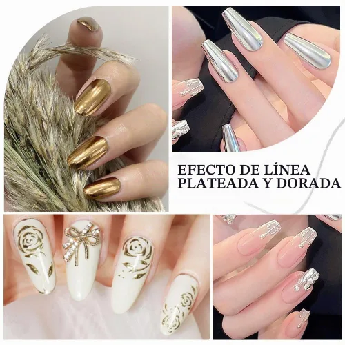 Vista 2 de Gel de pintura metálica plateada de 0.3 fl oz (plata + dorado)