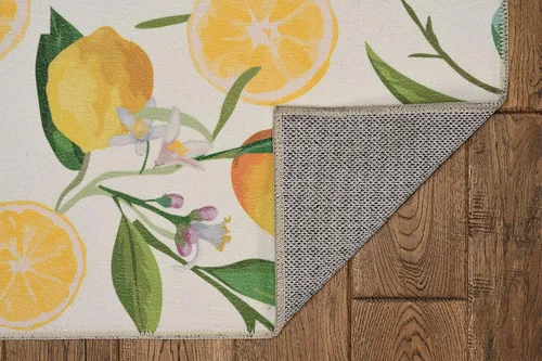 Vista 7 de Linon The Anywhere - Alfombra lavable Wesley marfil/amarillo, 5 x 7 pies Wesley Marfil y Amarillo