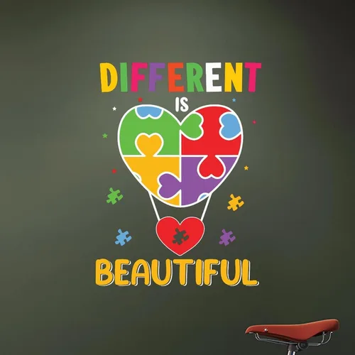 Vista 12 de Calcomanía de vinilo para pared, diseño de flores, rompecabezas de diferentes no menos, para autismo, rompecabezas de pared, calcomanías de pared