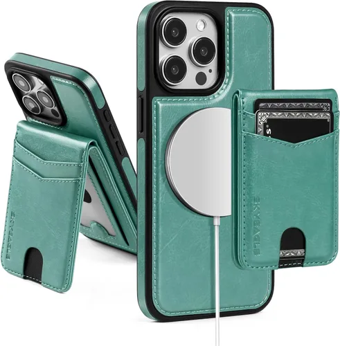 Vista 92 de SkyEagle - Funda tipo cartera compatible con MagSafe para iPhone 11, color negro Detachable Magnetic Credit Card Holder,RFID Blocking,PU