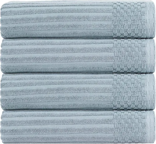 Vista 148 de Superior Juego de 6 toallas de algodón sólido y acanalado, toallas de cara de 13 x 13 pulgadas, toallas de mano de 16 x 28 pulgadas, toallas de baño