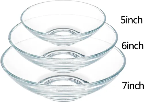 Vista 2 de FOYO Cuencos de vidrio transparente – Tazones para cereales, pasta, sopa y postre de 15 onzas, juego de 2 unidades de 7 pulgadas