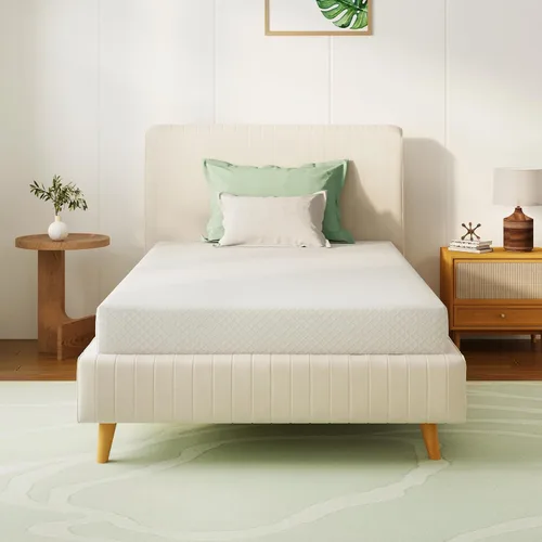 Vista 11 de Colchón individual de 5 pulgadas de espuma viscoelástica de té verde para un sueño fresco y alivio de la presión, sensación firme media, sin fibra