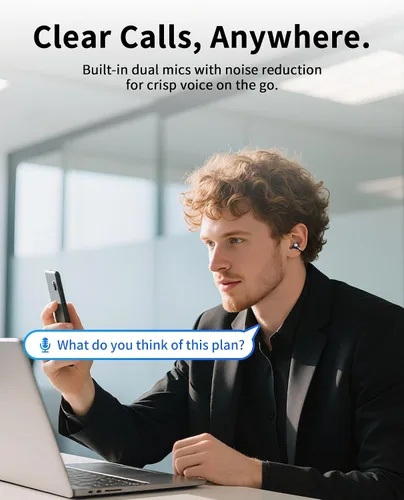 Vista 5 de KUZER KT01 Pro - Auriculares con clip, auriculares inalámbricos Bluetooth abiertos con micrófono, no en la oreja, no se caen, IPX5 impermeable, 48