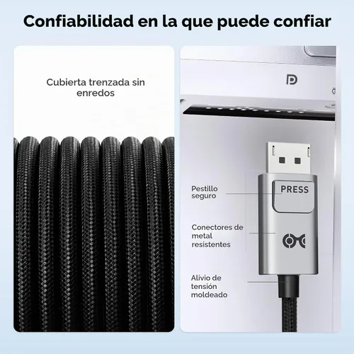 Vista 7 de Cable Matters Cable USB C a DisplayPort 2.1 bidireccional de 40 Gbps, 3 pies/3 ft