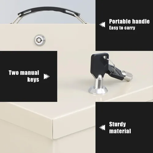 Vista 6 de xydled Caja Fuerte Resistente al Fuego Caja Fuerte con Cerradura de Llave para Almacenamiento de Seguridad en Casa y Oficina de Objetos de Valor