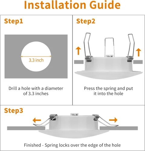 Vista 9 de RVZONE Luz LED de Techo Empotrada para RV Barco de 4.5 Pulgadas, Luz LED de Disco para RV de 12 Voltios Blanco Frío, Iluminación Interior Downlight