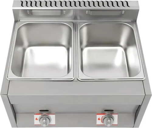 Vista 2 de Freidora comercial, encimera de propano de acero inoxidable de 12 litros, 2 freidoras de gas con tanque de 6L con 2 tapas, máquina de freír