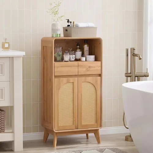 Vista 8 de Gabinete de almacenamiento de baño de 45" alto, roble negro